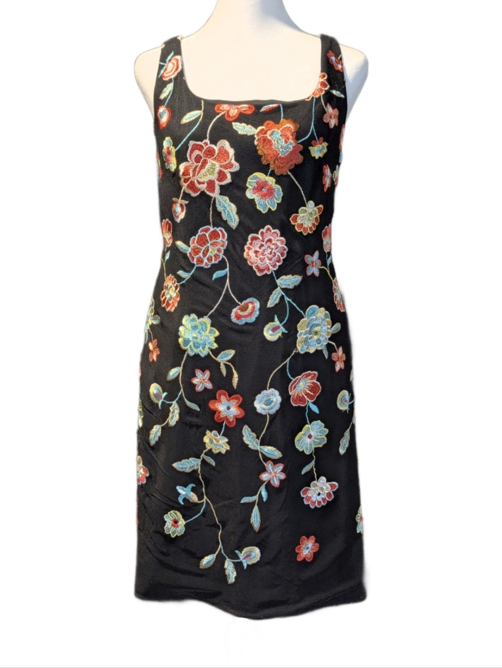 Catherine Malandrino Black Floral Embroidered Cocktail Shift Dress Size S/XS